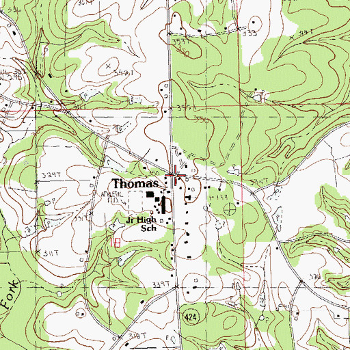 Topographic Map of Thomas, LA