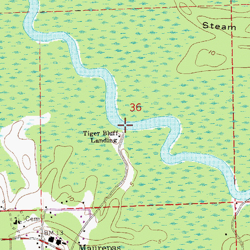 Topographic Map of Tiger Bluff Landing, LA