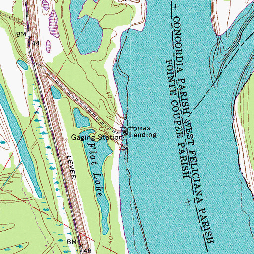 Topographic Map of Torras Landing, LA