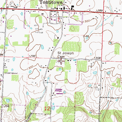 Topographic Map of Saint Joseph Cemetery, AR