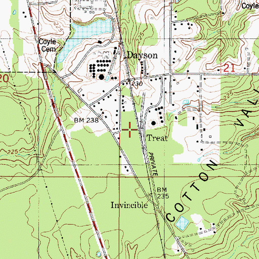 Topographic Map of Treat, LA