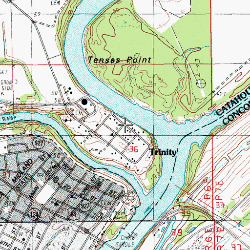 Topographic Map of Trinity, LA