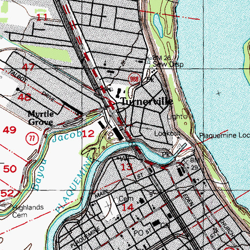 Topographic Map of Turnerville, LA
