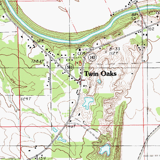 Topographic Map of Twin Oaks, LA