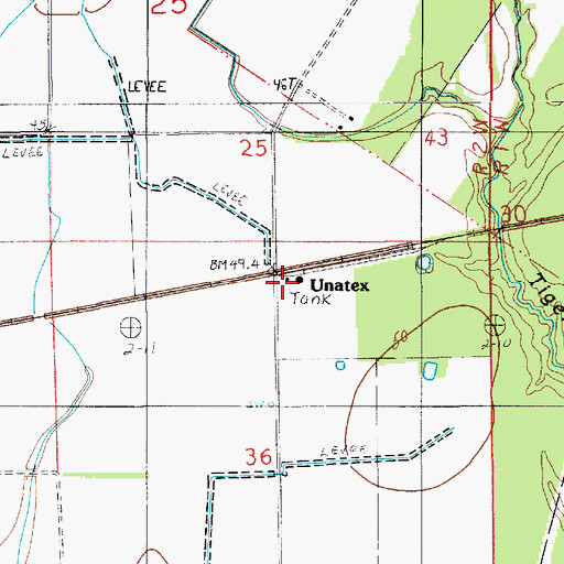 Topographic Map of Unatex, LA