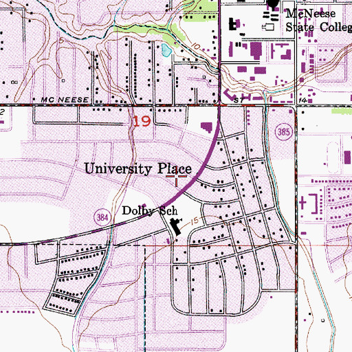 Topographic Map of University Place, LA