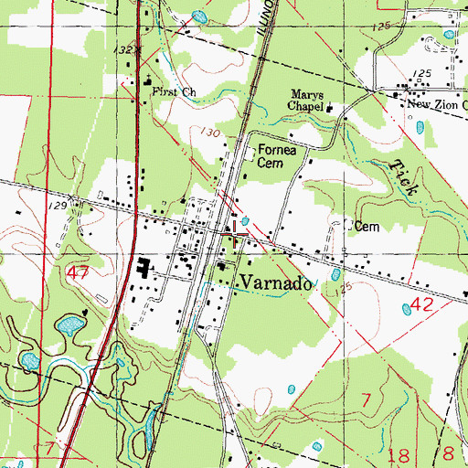 Topographic Map of Varnado, LA