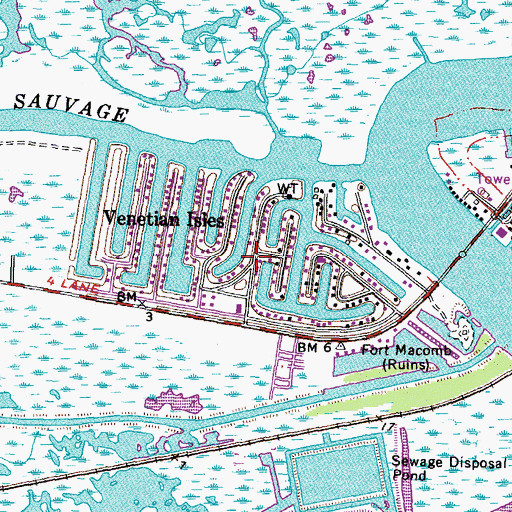 Topographic Map of Venetian Isles, LA