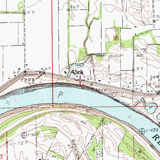 Topographic Map of Vick, LA