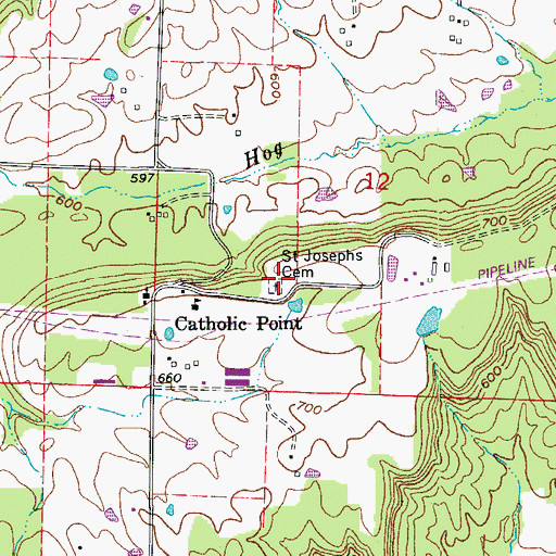 Topographic Map of Saint Josephs Cemetery, AR