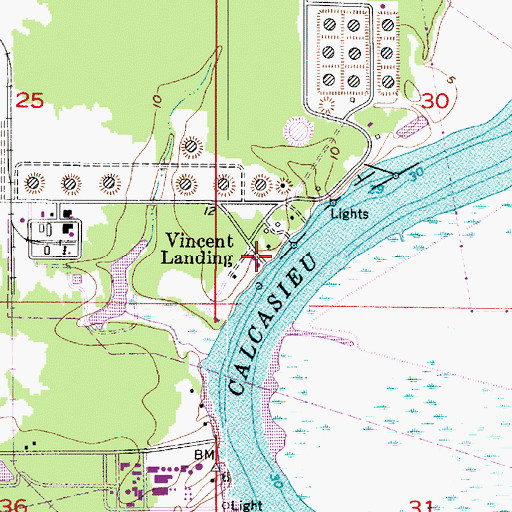 Topographic Map of Vincent Landing, LA