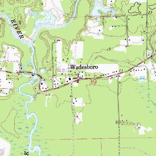 Topographic Map of Wadesboro, LA