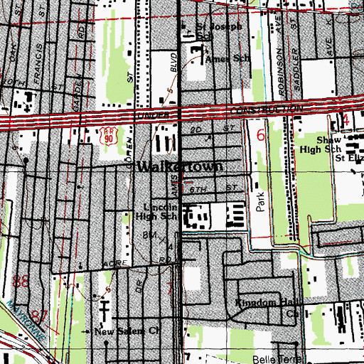 Topographic Map of Walkertown, LA