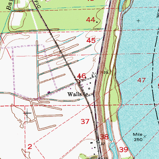 Topographic Map of Walls, LA