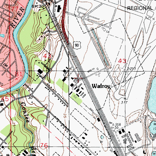 Topographic Map of Walroy, LA