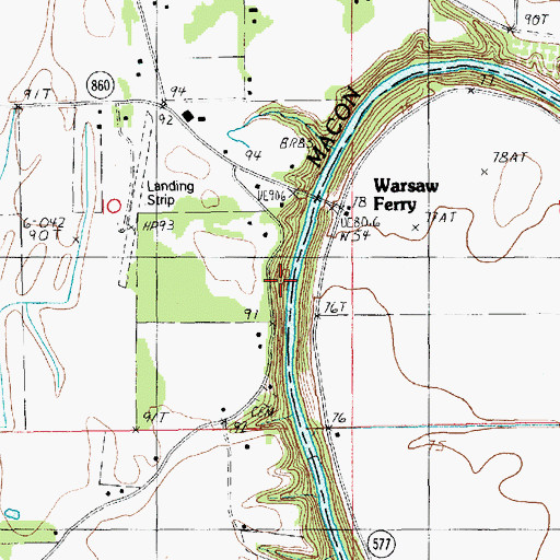 Topographic Map of Warsaw Landing, LA