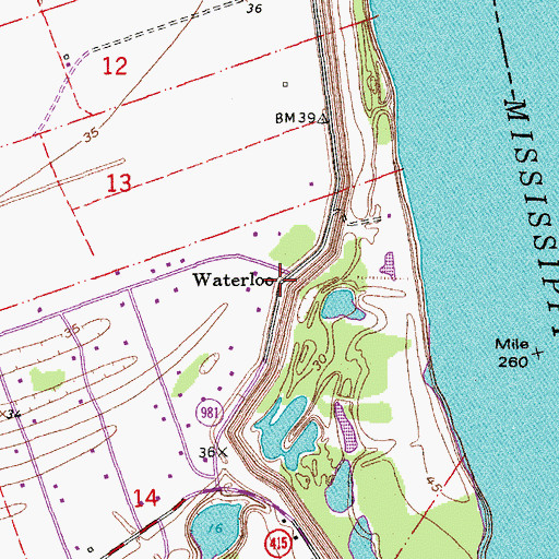Topographic Map of Waterloo, LA