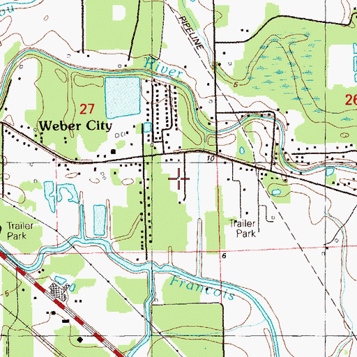 Topographic Map of Weber City, LA