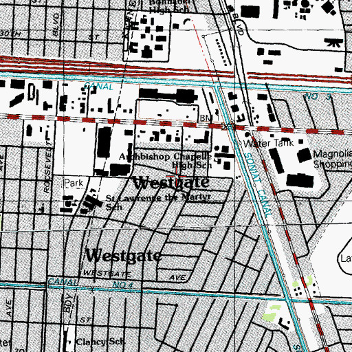 Topographic Map of Westgate, LA