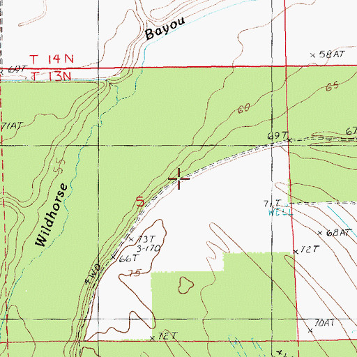 Topographic Map of Wildcat, LA