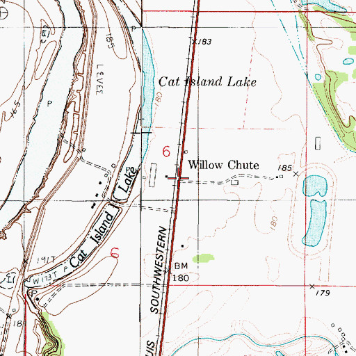 Topographic Map of Willow Chute, LA