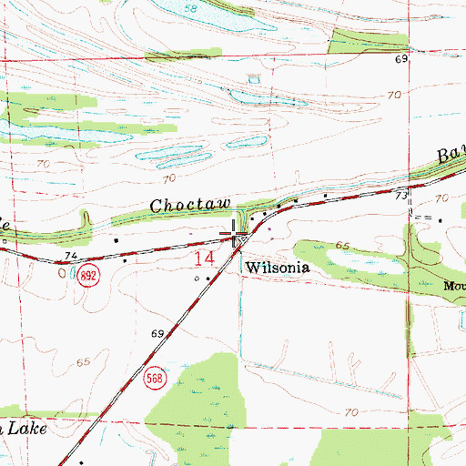 Topographic Map of Wilsonia, LA