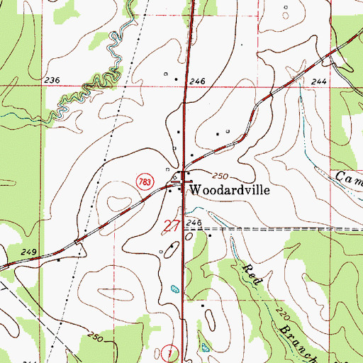 Topographic Map of Woodardville, LA