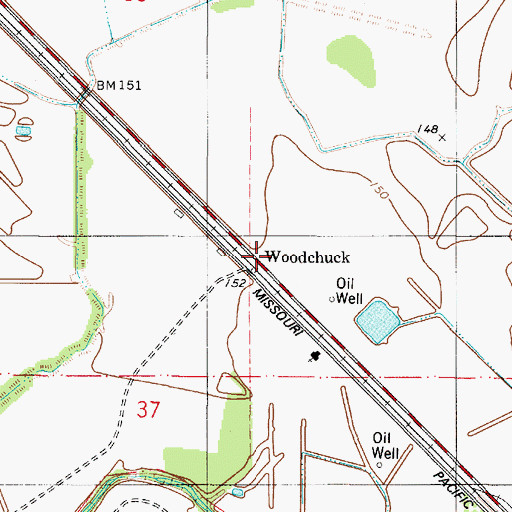 Topographic Map of Woodchuck, LA