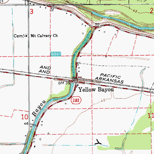 Topographic Map of Yellow Bayou, LA