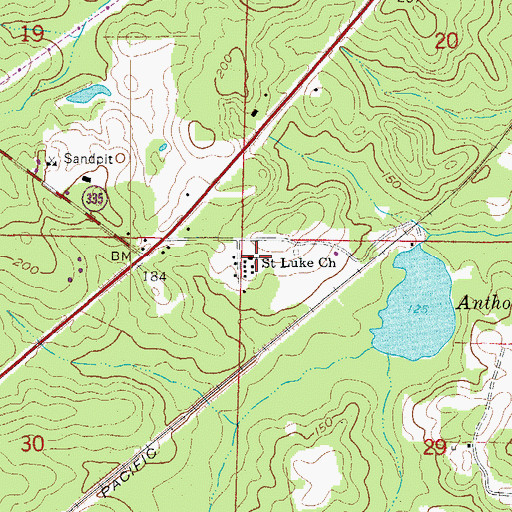 Topographic Map of Saint Luke Church, AR
