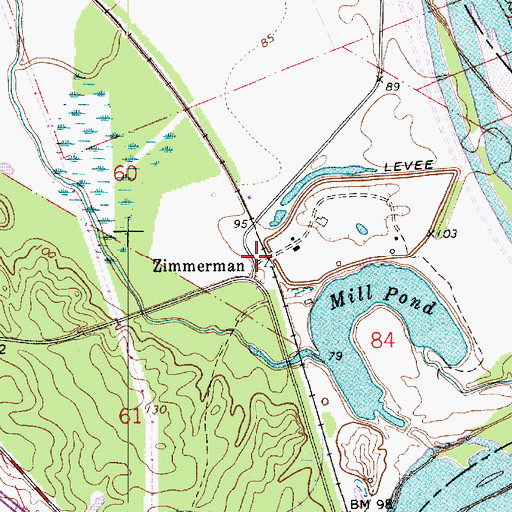 Topographic Map of Zimmerman, LA