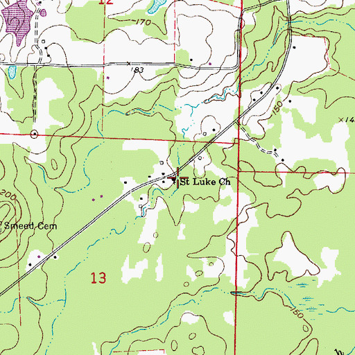 Topographic Map of Saint Luke Church, AR