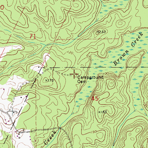 Topographic Map of Camp Ground Cemetery, LA