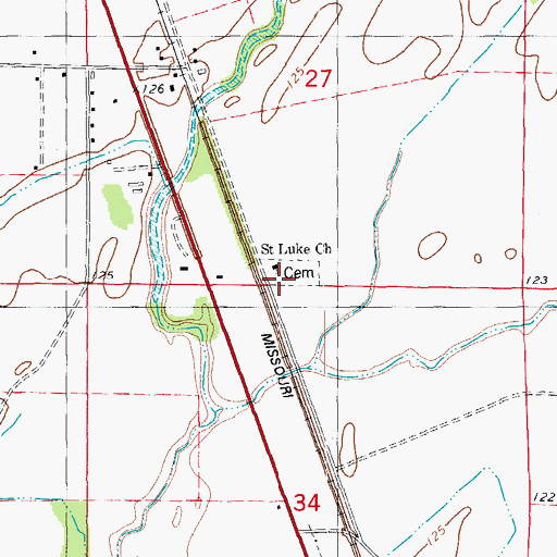 Topographic Map of Saint Luke Church, AR
