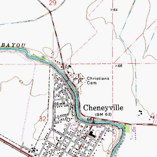 Topographic Map of Christians Cemetery, LA