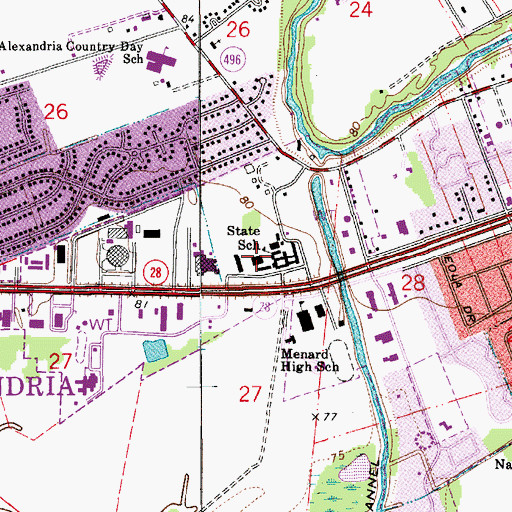 Topographic Map of Louisiana Special Education Center School, LA