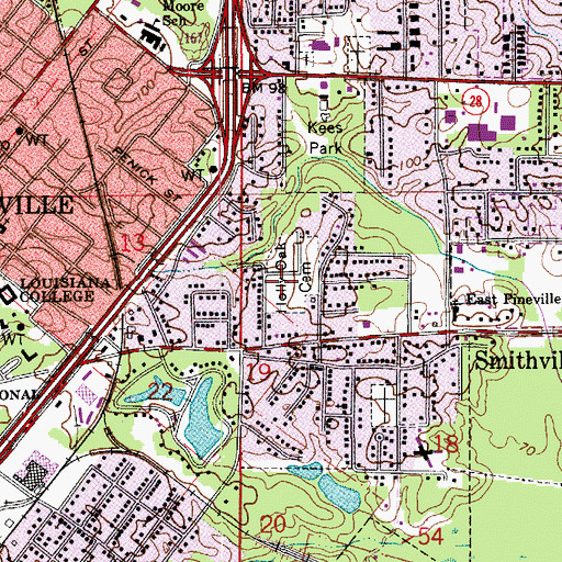 Topographic Map of Holly Oak Cemetery, LA