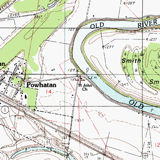 Topographic Map of Saint John Church, LA