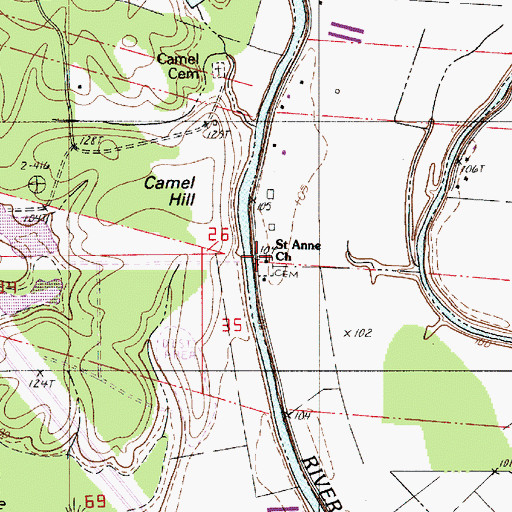 Topographic Map of Saint Anne Church, LA