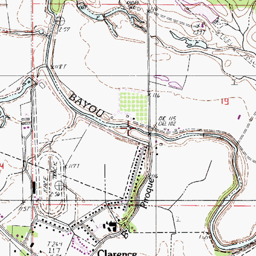Topographic Map of Bayou Piroque, LA