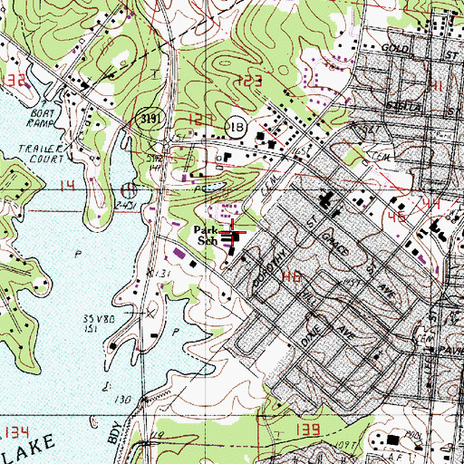 Topographic Map of Park School, LA