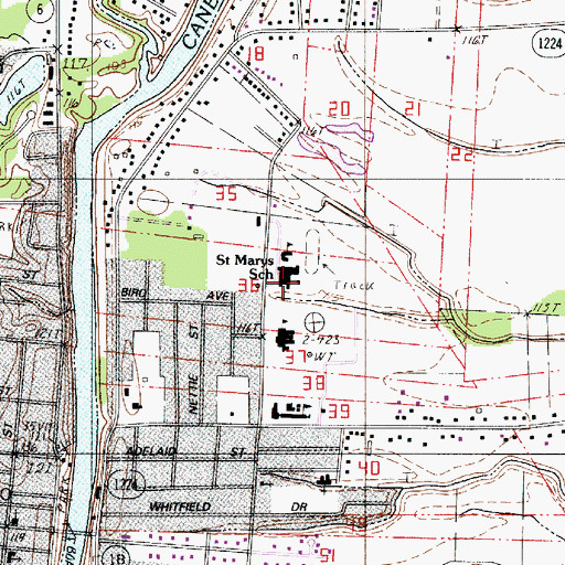Topographic Map of Saint Marys School, LA