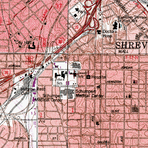 Topographic Map of Loyola College Preparatory School, LA