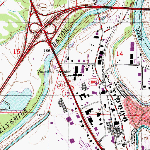 Topographic Map of Vocational Technical Center, LA