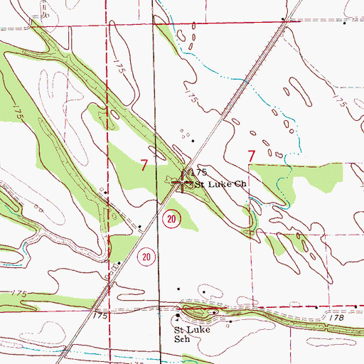 Topographic Map of Saint Luke Church, AR