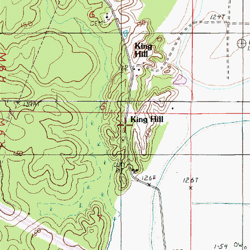 Topographic Map of King Hill, LA