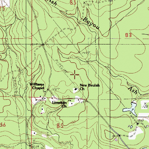 Topographic Map of New Beulah Church, LA