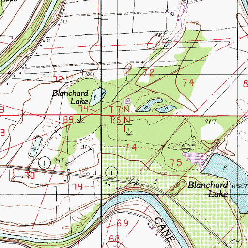Topographic Map of Blanchard Lake, LA