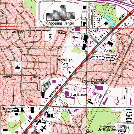 Topographic Map of McMillan Cemetery, LA