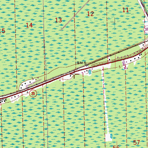 Topographic Map of Carte Rouge, LA